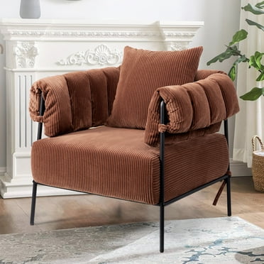 CoolHut Modern Accent Chair, Comfy Living Room Armchair with Thick Cushion, Upholstered Reaing Chair, Sofa Chair for Bedroom, Pumpkin Brown