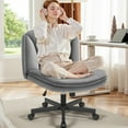 thumbnail image 1 of COOLHUT Criss Cross Chair with Wheels Armless Cross Legged Office Chair Wide Home Office Desk Chair Swivel Comfy Vanity Desk Chair Height Adjustable Mid Back Wide Seat Computer Task Chair Gray Velvet, 1 of 11