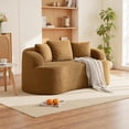 thumbnail image 1 of COOLHUT 65" 3 Seater Sofa Couch, Plush Floor Sofa Couch with Cozy Cushions & 3 Pillows, Curved Back Teddy Fabric Sofa for Living Room, Small Space, Brown (Sofa-in-a-Box), 1 of 10