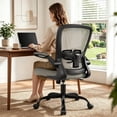 thumbnail image 1 of COOLHUT Ergonomic Office Chair, Home Office Desk Chair, Comfort Mesh Task Chair with Adjustable Lumbar Support and Flip up Arms, Gray, 1 of 16
