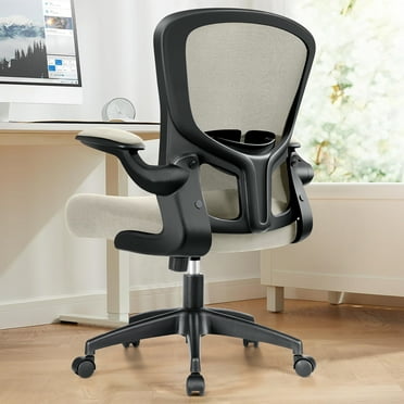 CoolHut Office Chair with Lumbar Support and Flip-up Arms, Ergonomic Desk Chair, Gray