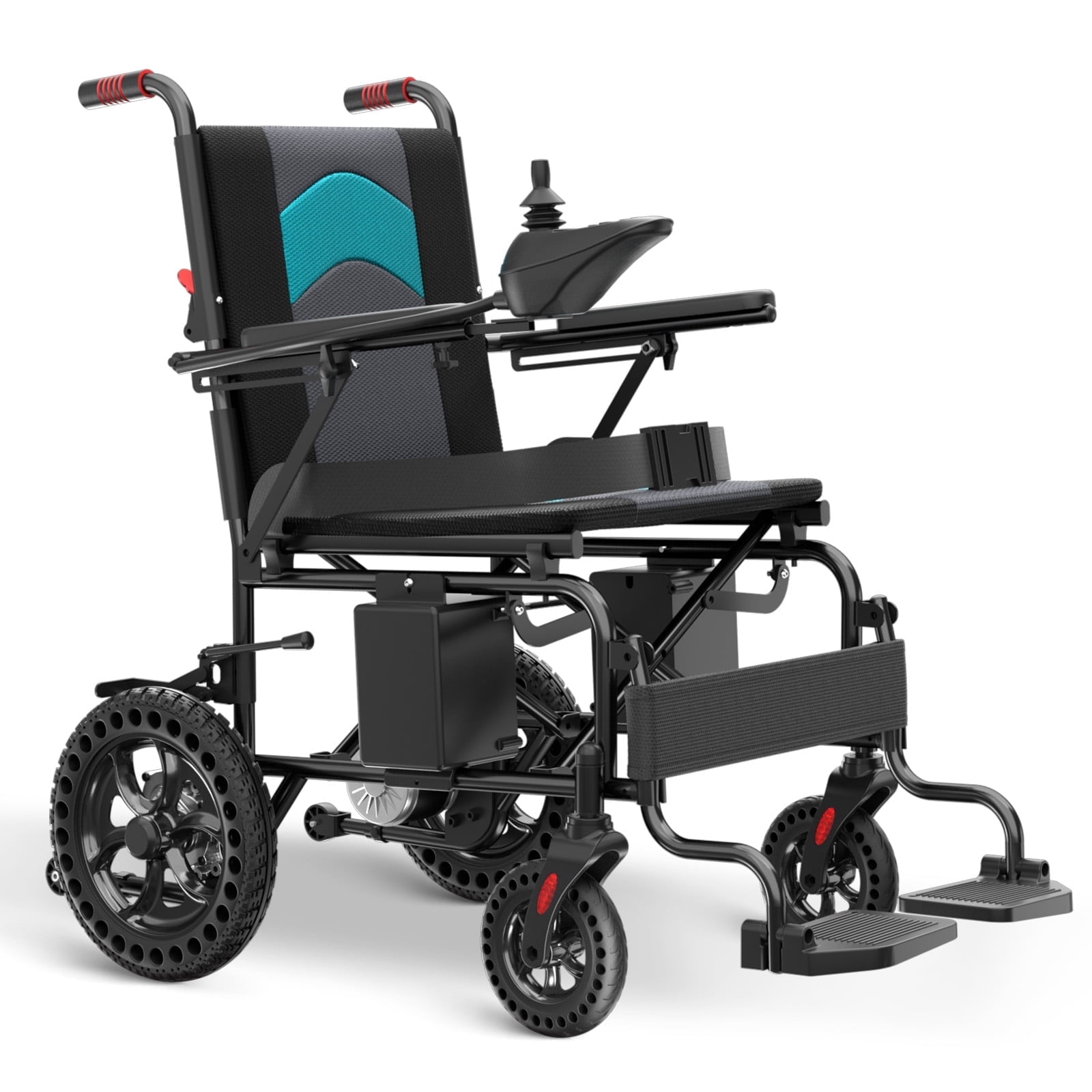 The Coupon deal of  CoolHut Portable Electric Wheelchair for Adults, Smart Motorized Lightweight Foldable Electric Wheelchair with 360° Joystick, 15+ Miles Long-Range Mobility Scooter, Iron Frame, Blue