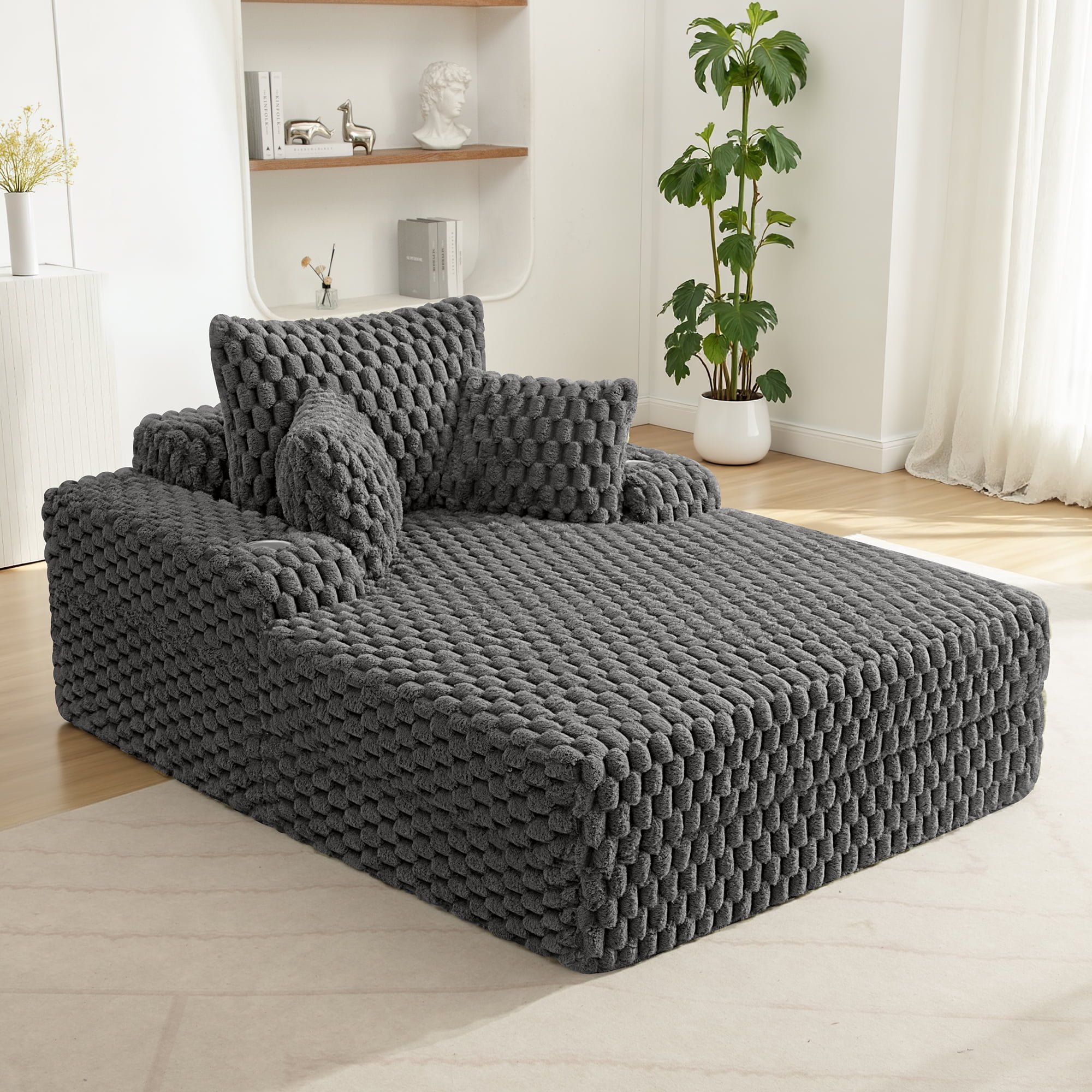 CoolHut Sleeper Sofa Bed With cup holder Modern Corduroy Fabric for Living Room Bedroom Olive Green