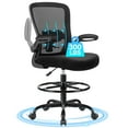 thumbnail image 1 of COOLHUT Drafting Chair Tall Office Chair for Standing Desk, Ergonomic High Office Desk Chair with Adjustable Foot Ring, Flip-Up Armrests and Lumbar Support for Home Office or Drawing Use, Black, 1 of 12