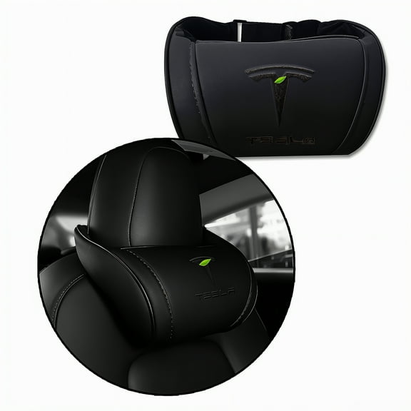 CoolKo Car Headrest Neck Pillow Support Memory Foam Ergonomic Design Accessory for Driving Seat Fatigue Relief Compatible with Tesla Model S X 3 Y & Cybertruck - 1 Piece