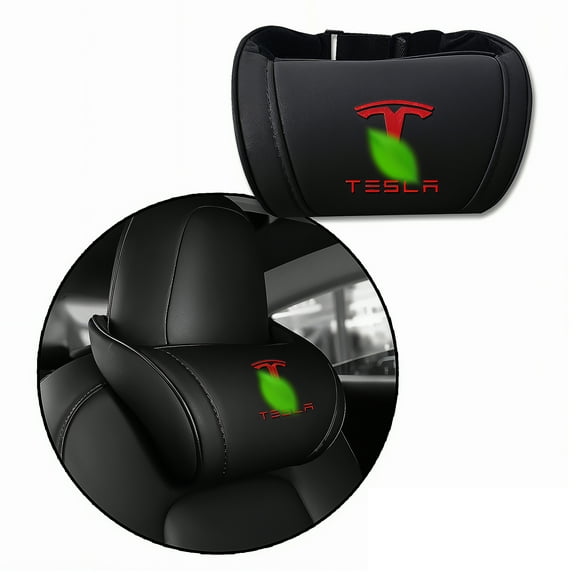 CoolKo Car Headrest Neck Pillow Support Memory Foam Ergonomic Design Accessory for Driving Seat Fatigue Relief Compatible with Tesla Model S X 3 Y & Cybertruck - 1 Piece