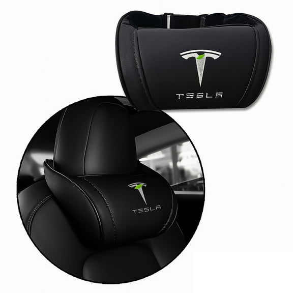 CoolKo Car Headrest Neck Pillow Support Memory Foam Ergonomic Design Accessory for Driving Seat Fatigue Relief Compatible with Tesla Model S X 3 Y & Cybertruck - 1 Piece
