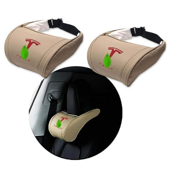 CoolKo Car Headrest Neck Pillow Support Memory Foam Ergonomic Design Accessory for Driving Seat Fatigue Relief Compatible with Tesla Model S X 3 Y & Cybertruck - 2 Pieces