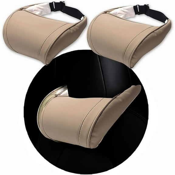 CoolKo Car Headrest Neck Pillow Support Memory Foam Ergonomic Design Accessory for Driving Seat Fatigue Relief Compatible with Tesla Model S X 3 Y & Cybertruck - 2 Pieces