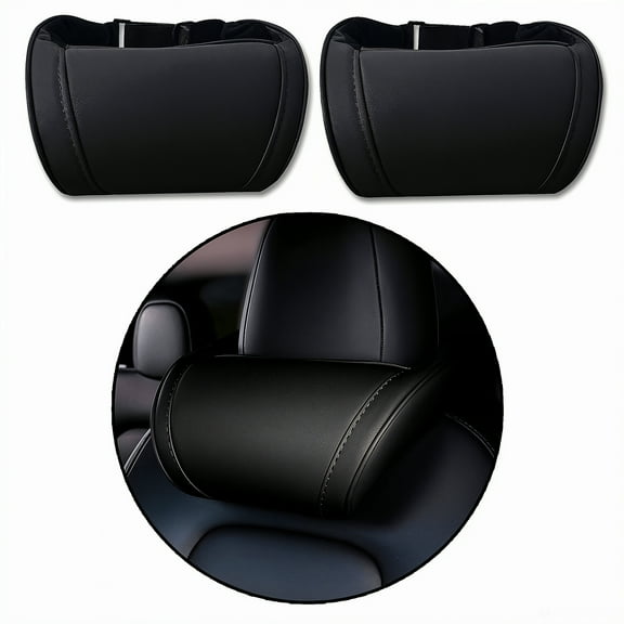 CoolKo Car Headrest Neck Pillow Support Memory Foam Ergonomic Design Accessory for Driving Seat Fatigue Relief Compatible with Tesla Model S X 3 Y & Cybertruck - 2 Pieces