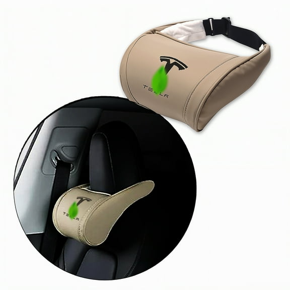 CoolKo Car Headrest Neck Pillow Support Memory Foam Ergonomic Design Accessory for Driving Seat Fatigue Relief Compatible with Tesla Model S X 3 Y & Cybertruck - 1 Piece