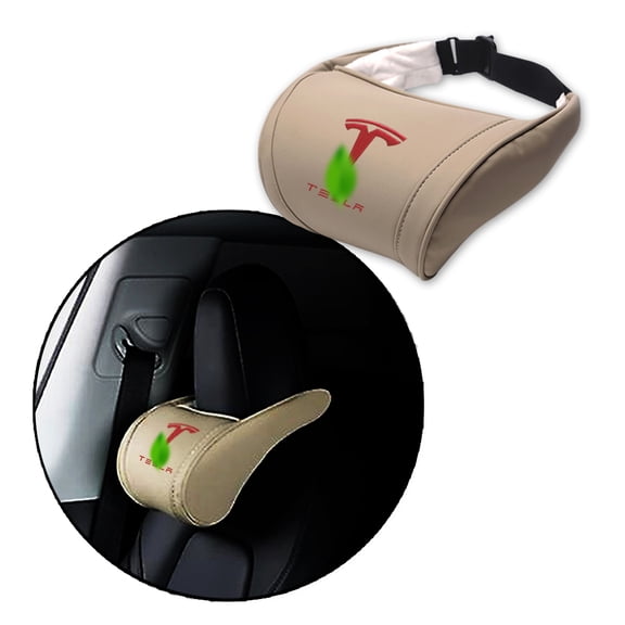 CoolKo Car Headrest Neck Pillow Support Memory Foam Ergonomic Design Accessory for Driving Seat Fatigue Relief Compatible with Tesla Model S X 3 Y & Cybertruck - 1 Piece