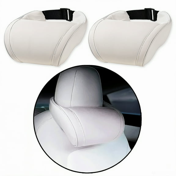 CoolKo Car Headrest Neck Pillow Support Memory Foam Ergonomic Design Accessory for Driving Seat Fatigue Relief Compatible with Tesla Model S X 3 Y & Cybertruck - 2 Pieces