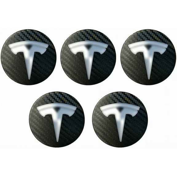 CoolKo Center Cap Wheel Rim Logo T Emblem Decals Stickers 5 Pieces Compatible with Tesla Model X S 3 Y