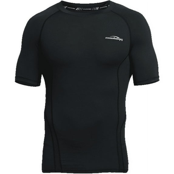 CoolOMG Men's Compression Shirt Top Baselayer Short Sleeve T-Shirts Sport Tight Shirts Cool Dry Small