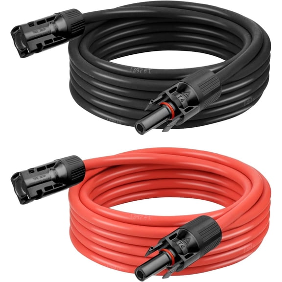 CoolStuff 10 AWG Solar Extension Cable 100FT Black + 100FT Red, 10 Gauge Solar Panel Wire Male to Female Tinned Copper Wire for Solar Panel, Automotive, RV, Boat, Outdoors