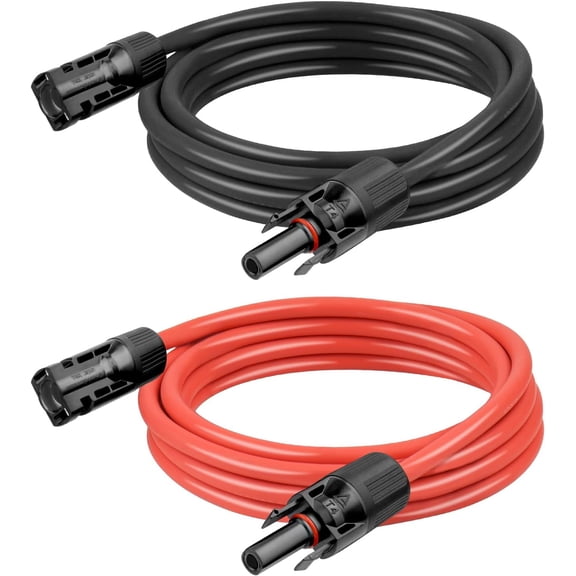 CoolStuff 10 AWG Solar Extension Cable 100FT Black + 100FT Red, 10 Gauge Solar Panel Wire Male to Female Tinned Copper Wire for Solar Panel, Automotive, RV, Boat, Outdoors