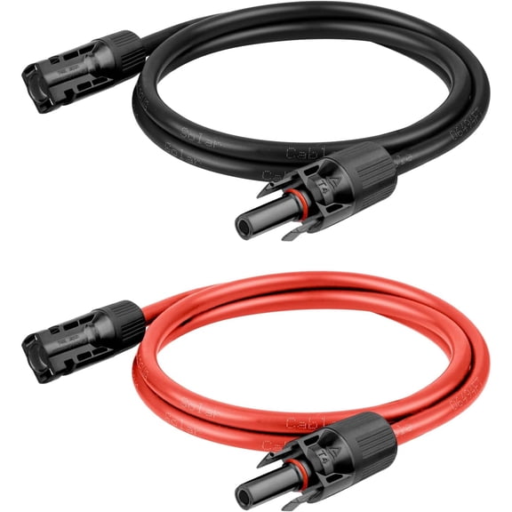 CoolStuff 10 AWG Solar Extension Cable 100FT Black + 100FT Red, 10 Gauge Solar Panel Wire Male to Female Tinned Copper Wire for Solar Panel, Automotive, RV, Boat, Outdoors