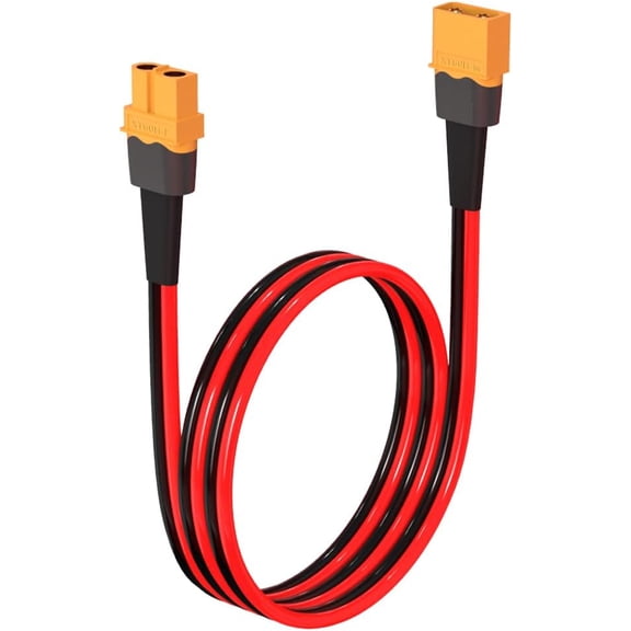 CoolStuff 10AWG 2FT XT60 Extension Cable 2 6 10 20 35 50 75 100FT XT60 Female to Male Connector for RC Battery Portable Power Station Solar Panel(2FT)