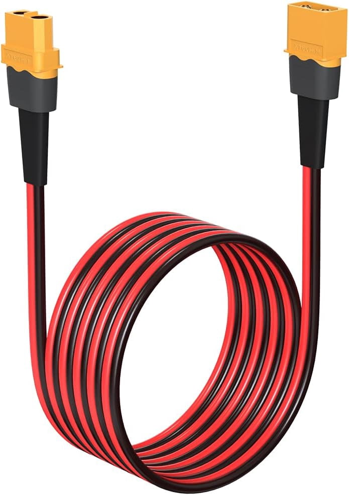 CoolStuff 10AWG 2FT XT60 Extension Cable 2 6 10 20 35 50 75 100FT XT60 Female to Male Connector for RC Battery Portable Power Station Solar Panel(2FT)
