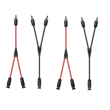 CoolStuff 10AWG Solar Extension Cable, 2 Pack 42CM Solar Panel Cable with Male & Female Connectors, 6mm² Waterproof Red Black PV Wire, IP67 Weatherproof Solar Cable for Solar Panel Outdoor Photovolta