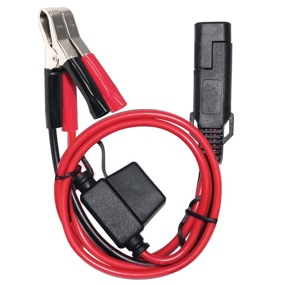 CoolStuff 10FT SAE 2Pin to 12V Battery Alligator Clip Cable,16AWG SPT-2 SAE Quick Disconnect Extension Cable with 7.5A Fuse, for Car Motorcycle ATV Boat Battery Trickle Charger