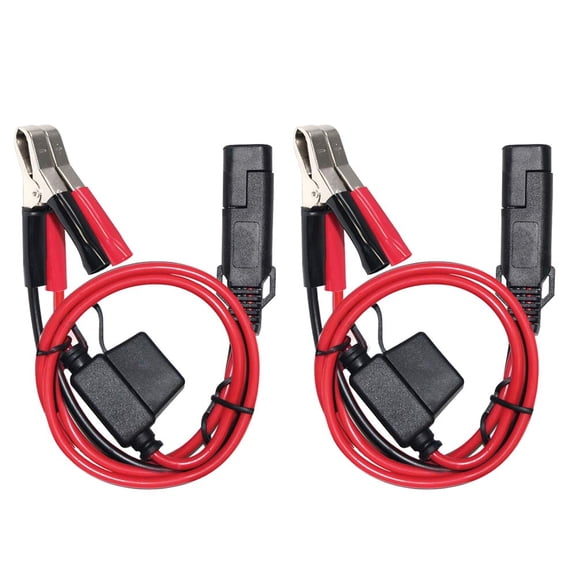 CoolStuff 10FT SAE 2Pin to 12V Battery Alligator Clip Cable,16AWG SPT-2 SAE Quick Disconnect Extension Cable with 7.5A Fuse, for Car Motorcycle ATV Boat Battery Trickle Charger