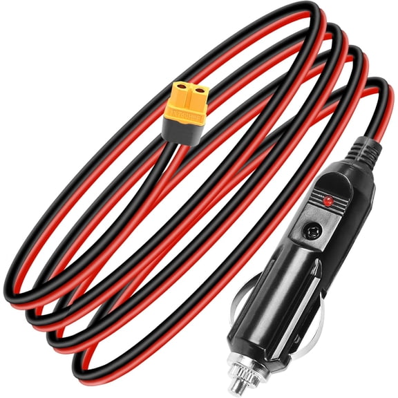 CoolStuff 12V/24V Cigarette Lighter to XT60 Cable,14AWG 4.9FT XT60 Female to Cigarette Lighter Socket Extension Cord with 15A Fuse for Cars/Trucks & Solar Generator