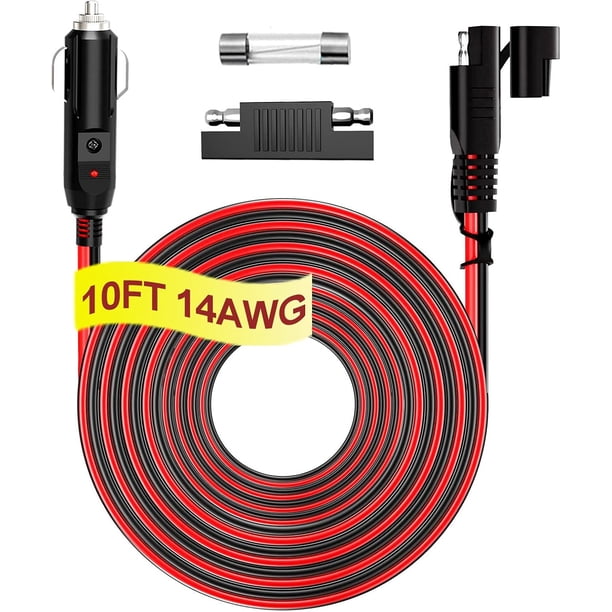 CoolStuff 12V/24V SAE Connector to 12v Cigarette Lighter Plug 6FT
