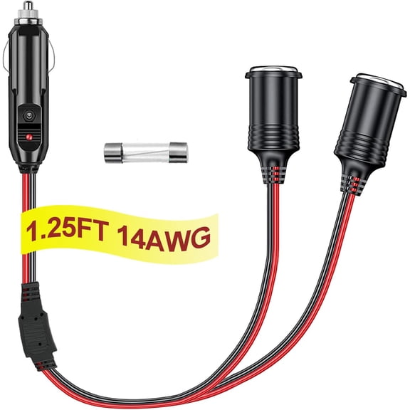 CoolStuff 12V Cigarette Lighter Plug Splitter 3 Socket 1.8FT - 1 to 3 Car Cigarette Lighter Splitter Car Adapter Power Charger Port For Tablets, Dashcams, GPS, Cellular Phones, Etc (1 Years Warranty)