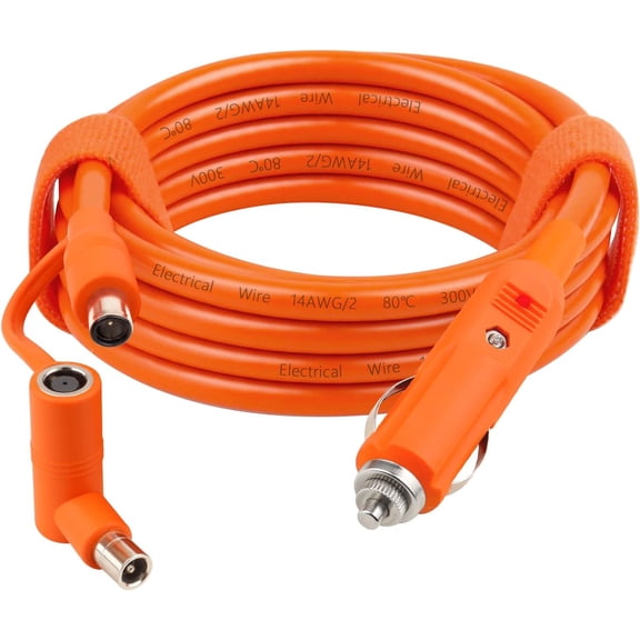 CoolStuff 14AWG Car Cigarette Lighter Charger Cable 6FT,12V/24V DC 8mm Car Charging Cable 15A with DC7909/8020 Plug Compatible with Jackery,BLUETTI,Anker,GRECELL,Goal Zero Yeti Portable Power Station