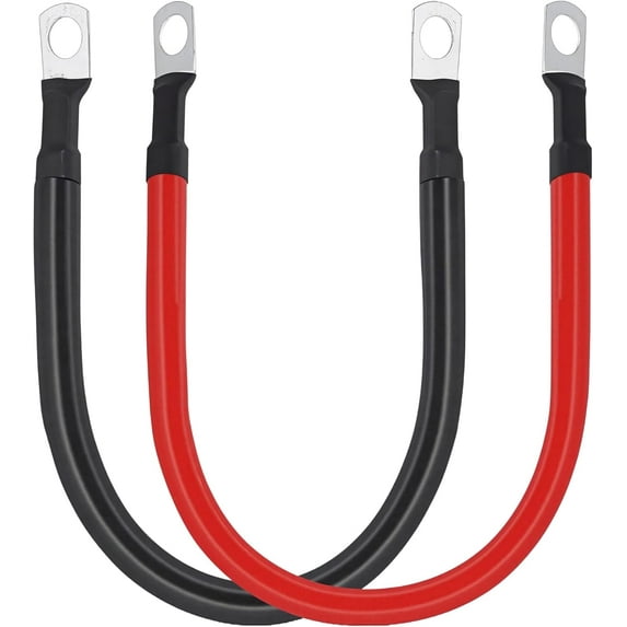 CoolStuff 2 AWG Battery Cable 2AWG Gauge Pure Copper Battery Inverter Cables with 3/8 in Lugs Both Ends Power Inverter Wire Set for Automotive Solar Marine Boat RV Car Motorcycle Red and Black (1FT)