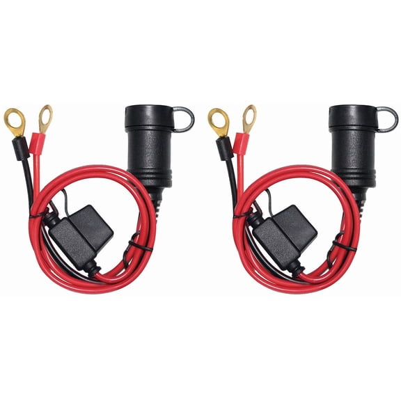 CoolStuff [2 PACK] 3FT 12V Female Socket Battery Eyelet Ring Terminal 12volt Extension Cord Outlet Adapter Plug Power Supply Car Electrical Dc Charger Accessory Connector Kit 10Fuse