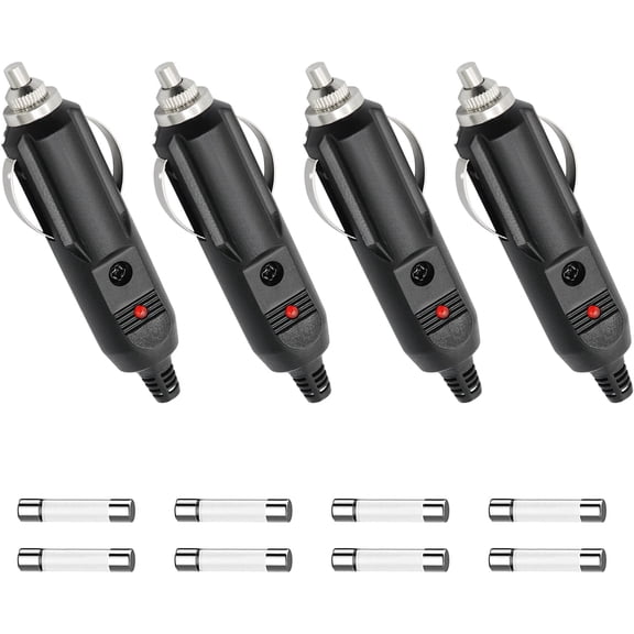 CoolStuff 2 PCS Cigarette Lighter Male Plug,12V Copper Cigarette Lighter Replacement Aux Socket Plug,Car Cigarette Lighter Male Plug with 15A 20A Replacement Fuse, Car Accessories