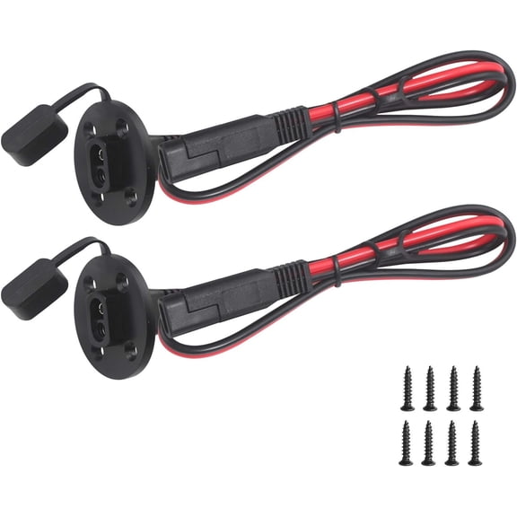 CoolStuff 2FT SAE Socket Sidewall Port - Solar Panel Mount with SAE Quick Disconnect Universal Flush-Mountable Connector for Solar Generator Battery Charger with 8 Mounting Screws (SAE Plug)