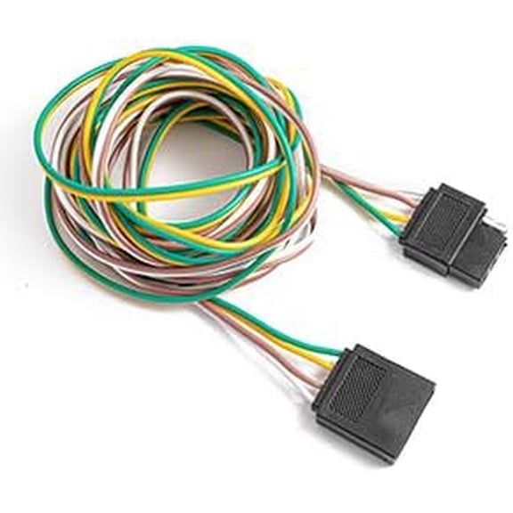 CoolStuff 4 Pin Trailer Light Wire Harness Extension 18 Gauge 4-Way Flat Wiring Connector, 10ft, for Trailer Boat Car RV Truck