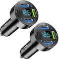 thumbnail image 1 of CoolStuff 4 Ports USB Car Charger,66W Super Fast Charging with QC 3.0,PD 20W and USB 2.4A Charger Adapter,Quick Charge with LED Voltmeter, Auto Cigarette Lighter Plug (QC3.0, 2PCS), 1 of 6