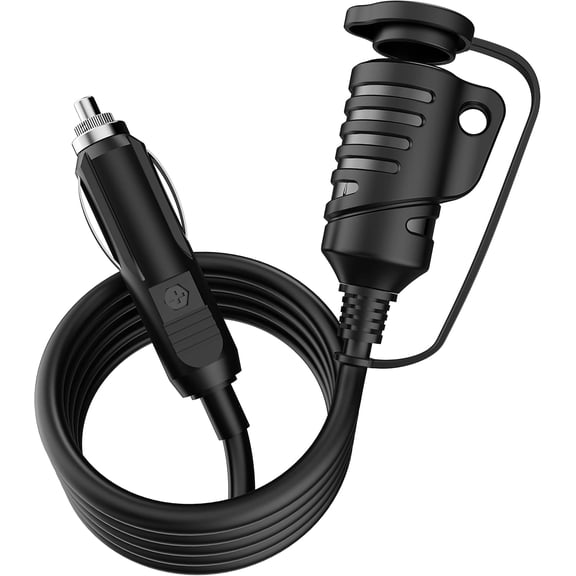 CoolStuff 5FT 12V Female Car Cigarette Lighter Socket Extension Cord with Battery Alligator Clips Car Battery Clip-on Extension Cable, 15A Fuse (5FT)