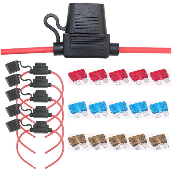 CoolStuff 5PCS 10 Gauge AWG Fuse Holder Waterproof Dustproof Inline Fuse Box for Car Boat SUV