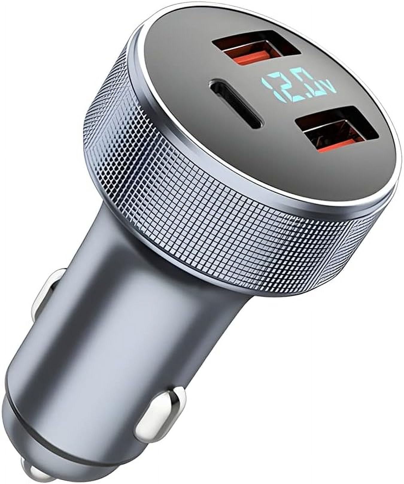 CoolStuff 72W Fast Car Charger Adapter, Dual USB Fast Charging Type C Car Charger with LED Display Adapter,QC 3.0 PD Cigarette Lighter Adapter for Laptop Smartphone, 3 in 1 Power Delivery for All Car