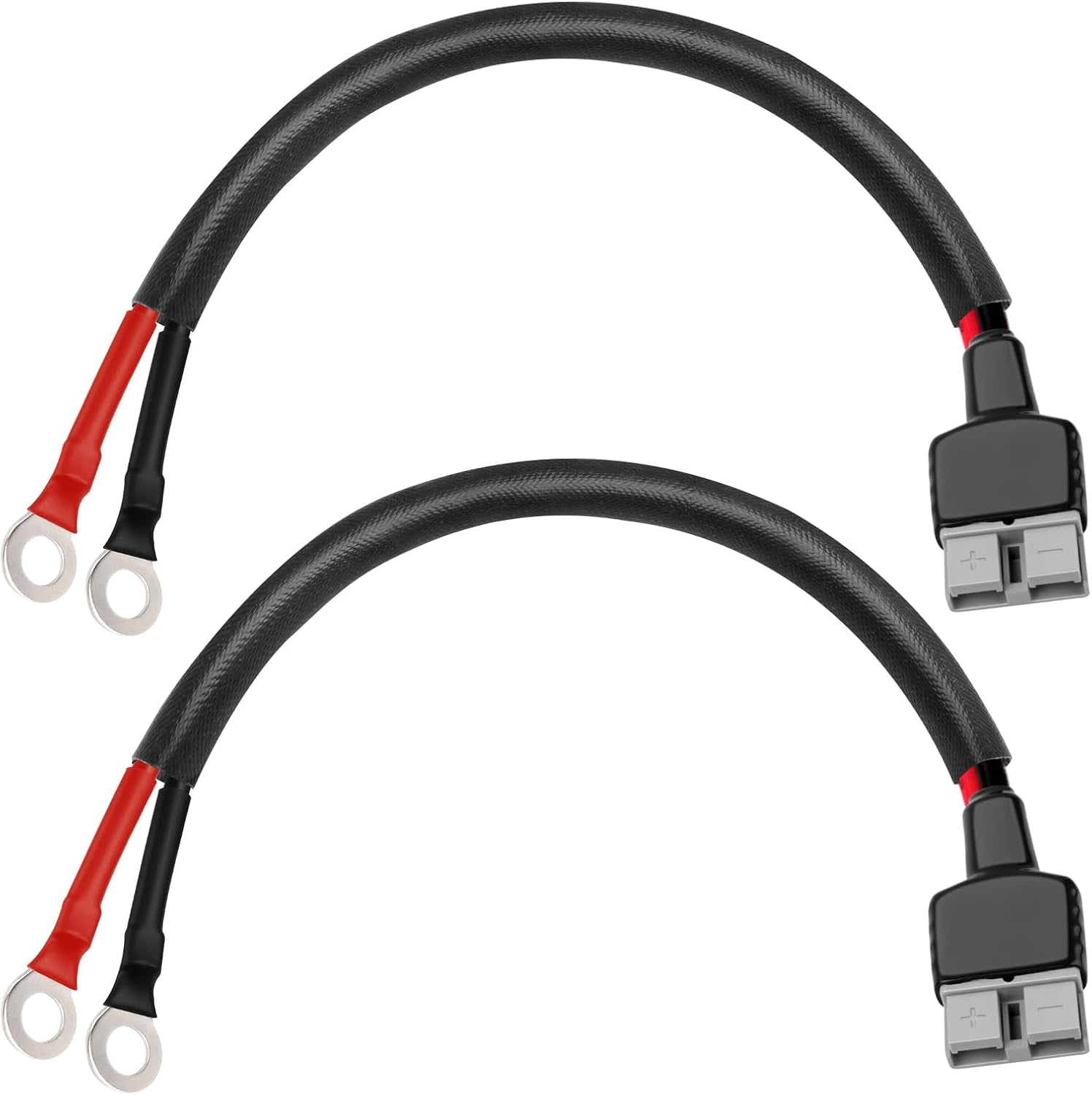 CoolStuff 8AWG Battery Quick Connect Cable 2FT, 50 Amp Anderson-Style Connector to O-Ring Terminal, for Solar, RV, EV, and Backup Power Systems