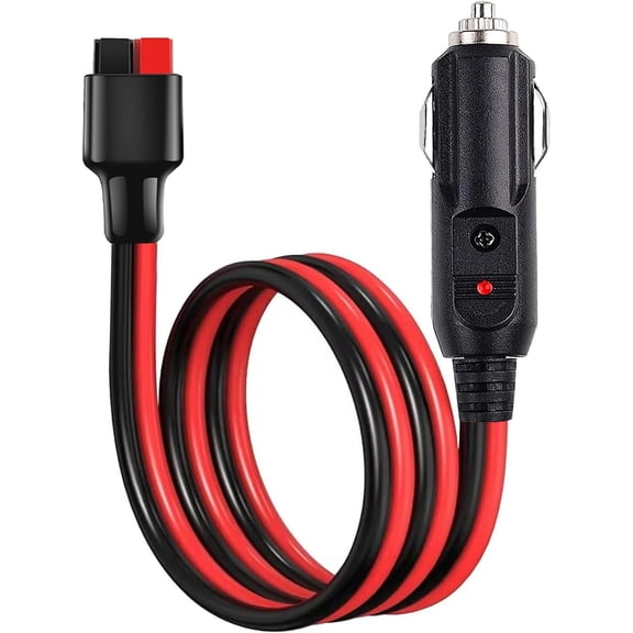 CoolStuff Car Cigarette Lighter Plug Cable, 45A to 15A Extension Cable, Heavy Duty 12AWG Compatible with Anderson Power Pole Port - 3.3ft/1m