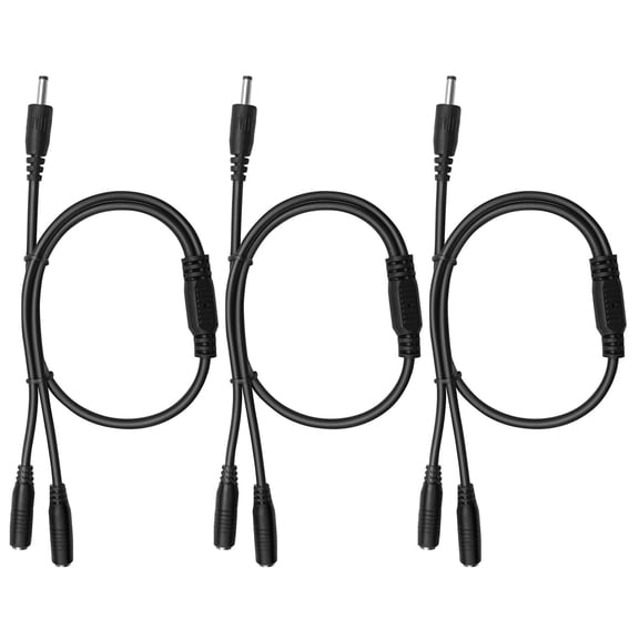 CoolStuff DC3.5 x 1.35mm 12V DC Cable Splitter, 1 Female to 2 Male Y-Splitter for Parallel Powering of LED Strips, IP Cameras and Routers, 3-Pack