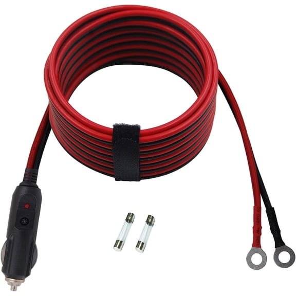 CoolStuff Heavy-Duty 14AWG 20A Male Plug Cigarette Lighter Adapter Power Supply Cord with 12ft / 3.66m 14 AWG Cable Wire for Car Inverter Air Pump Electric Cup and DIY