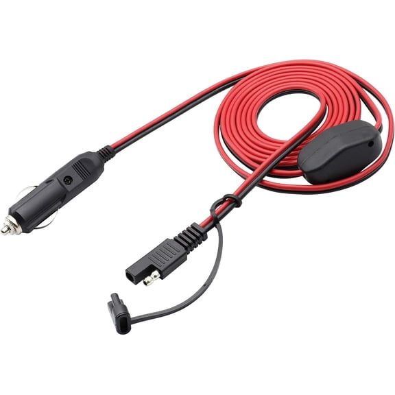 CoolStuff SAE Cigarette Lighter Charger Cable,16AWG 12V Cigarette Lighter Male Plug to SAE 2 Pin Quick Release Disconnect Connector Plug Adapter Extension Charging Cable with Fuse(0.3m/1ft-2Pack-M)