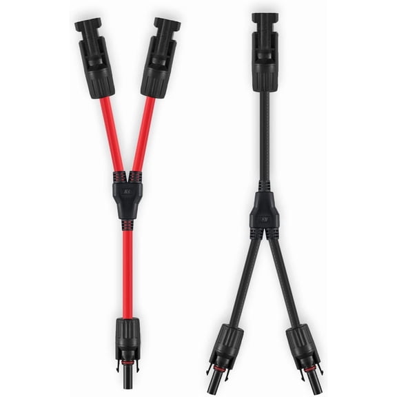 CoolStuff Solar Connectors Y Branch Parallel Adapter 10AWG Cable for Solar Panel (Red & Black)