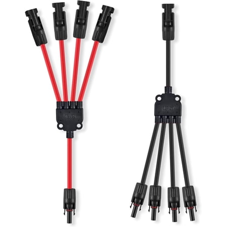 CoolStuff Solar Connectors Y Branch Parallel Adapter 10AWG Cable for Solar Panel (Red & Black)