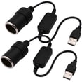 thumbnail image 1 of CoolStuff USB A Male to 12V Car Cigarette Lighter Socket Female Converter Cable 2-Pack, 1 of 7