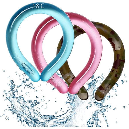 CoolTimeUSA Neck Cooling Tube | Wearable Cooling Neck Wraps for Summer Heat I Hands Free Cold Pack | Reusable Neck Cooler (Blue)