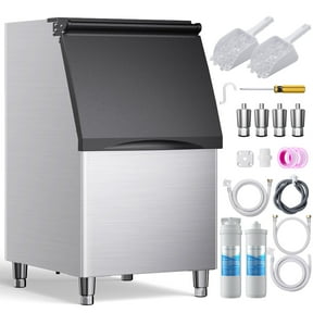 Coolake 22" 360 lb. Commercial Ice Machine Storage Bin, Convenient Lift-up Door, Filter, Scoop, Adjustable Feet